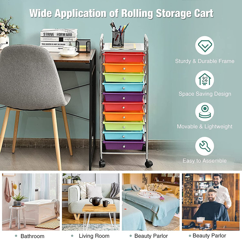 10 Drawer Rolling Storage Organizer Cart V68723