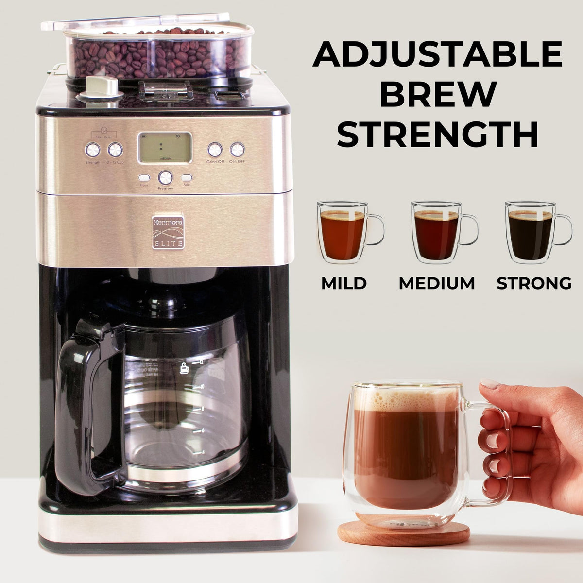 Grind and Brew 12 Cup Programmable Coffee Maker with Burr Grinder J25389