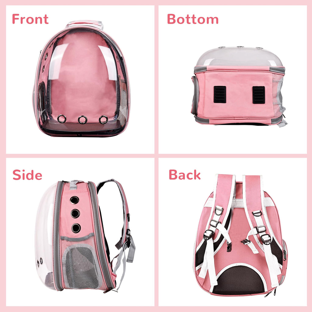 Expandable Pet Backpack Carrier for Under 15 lbs (Pink) B748505