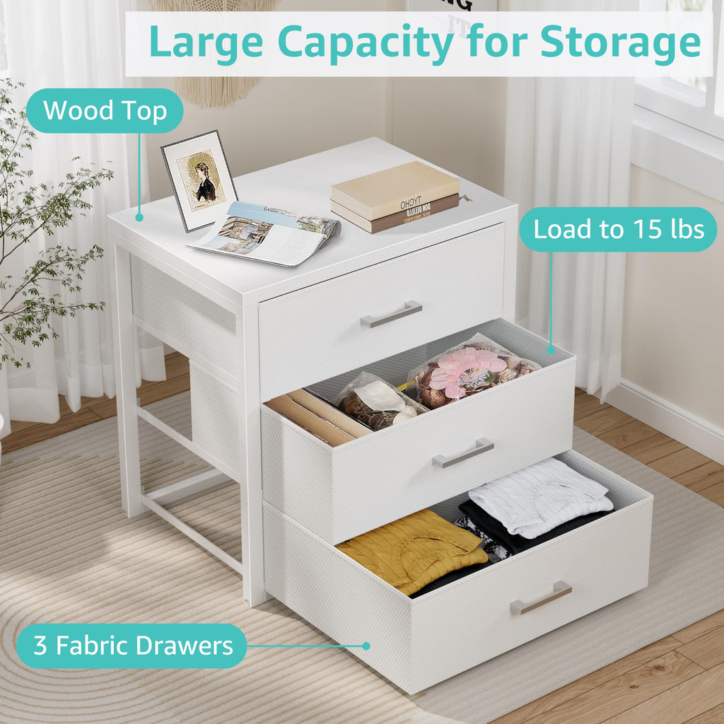 White 3 Drawer Dresser J4729