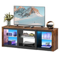 Rustic Brown 58-Inch TV Stand with Adjustable Glass Shelves T251