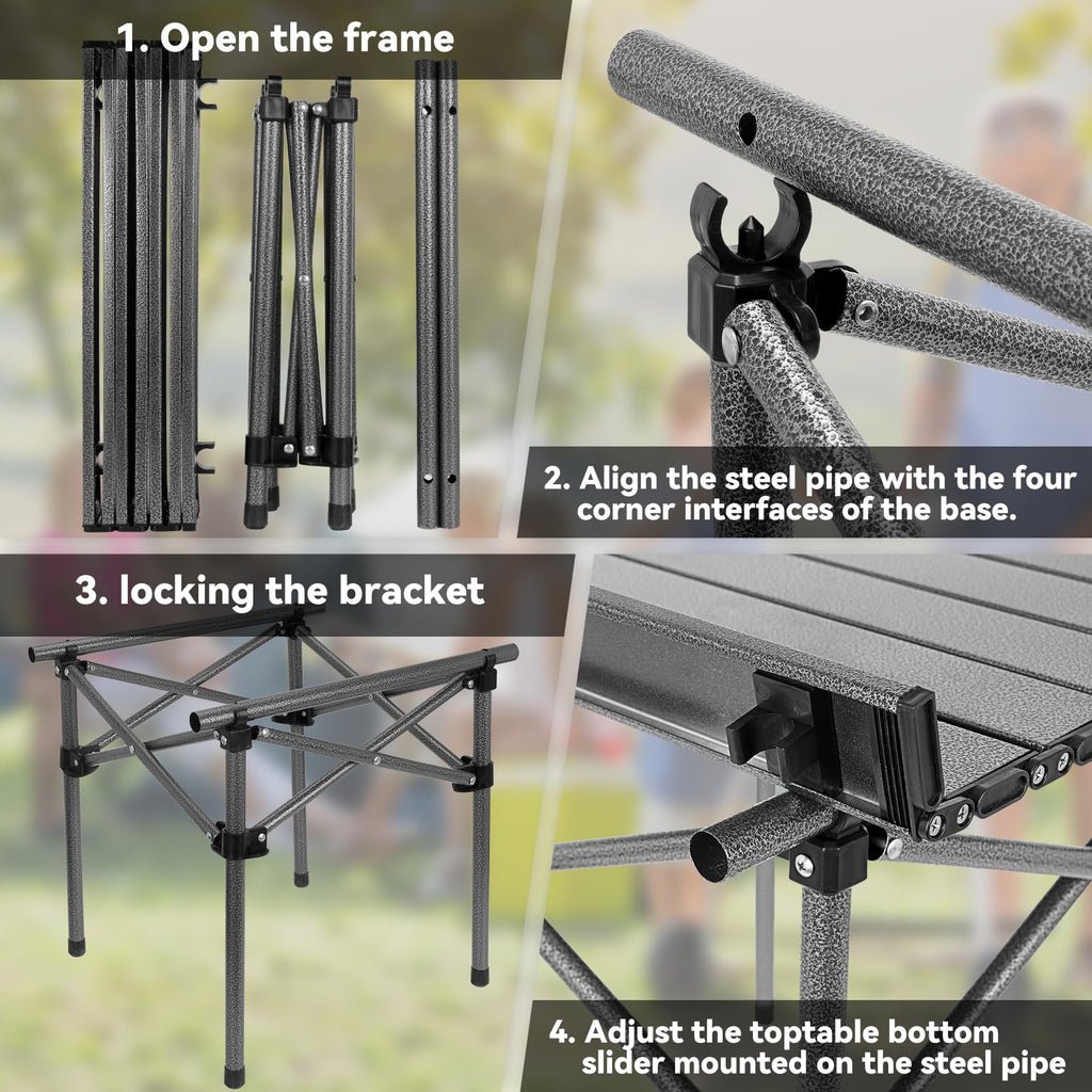 Portable Folding Aluminum Camping Table with Carry Bag S926