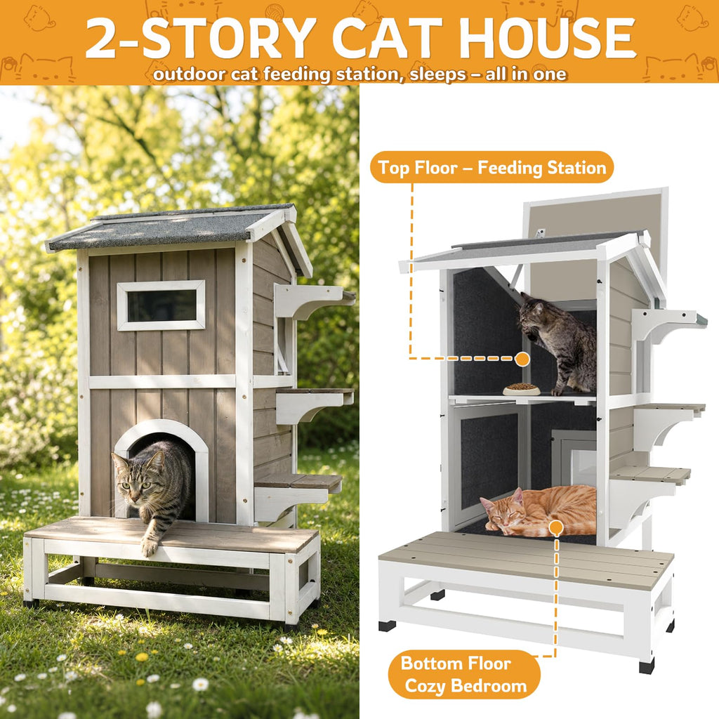 Weatherproof Wooden Outdoor Cat House I953