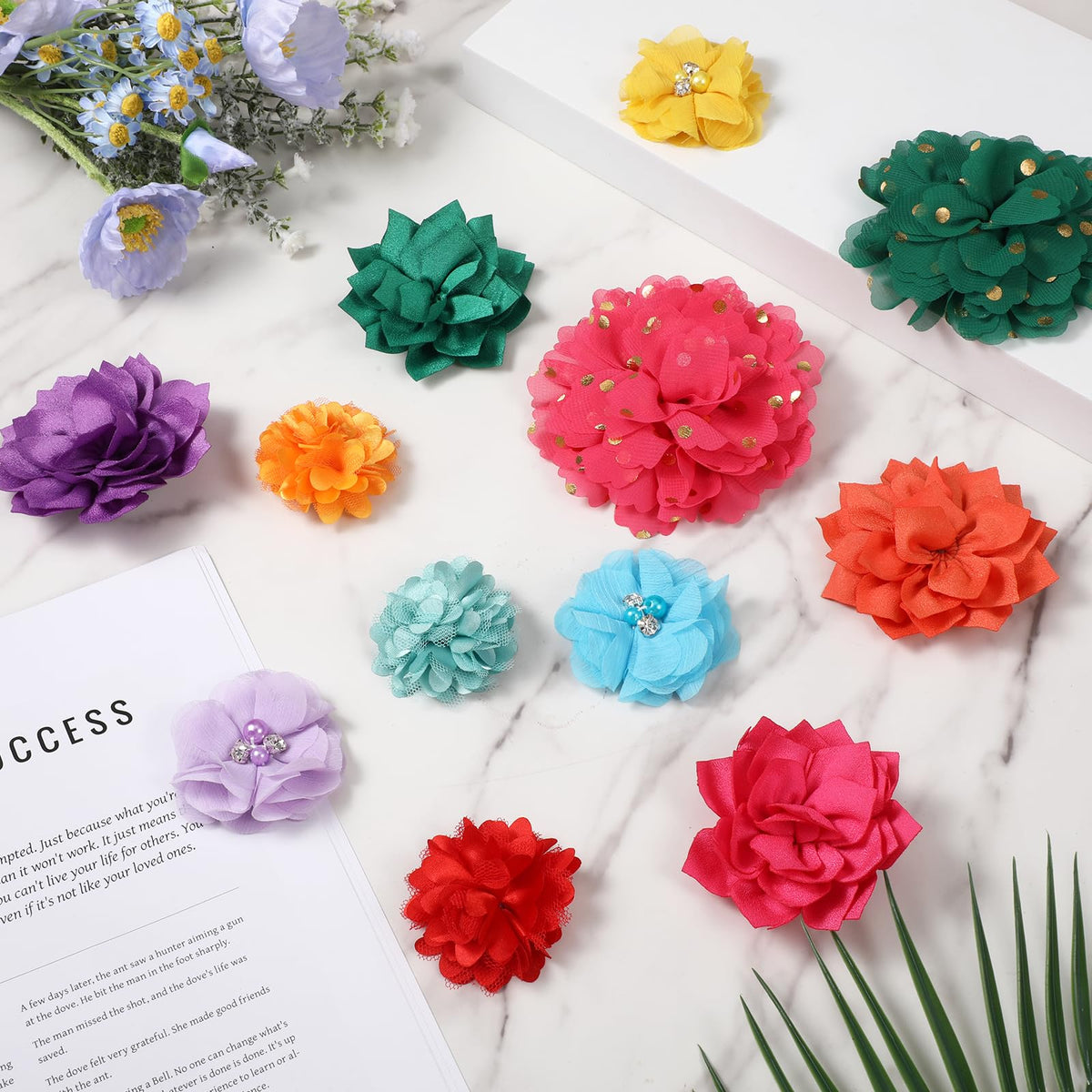 Multi Color Soft Chiffon Dog Collar Flower Bows Z7116