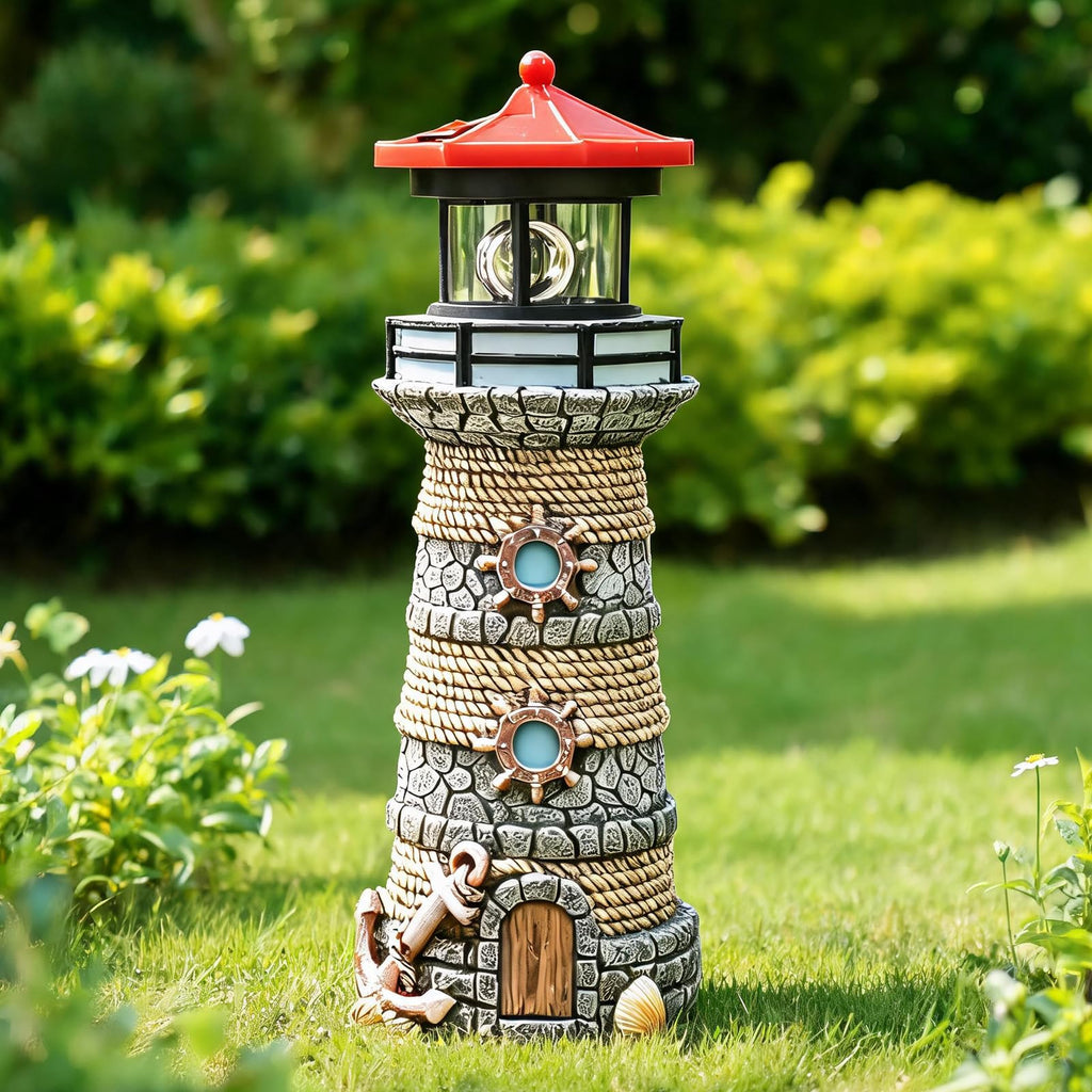 Solar Powered Resin Lighthouse Ornament L962