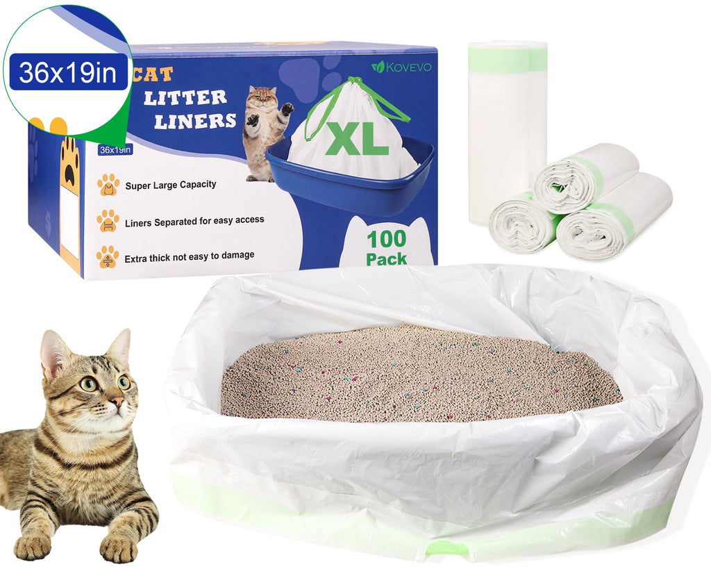 100 PCS Jumbo Cat Litter Box Liners 36"x19" H611827