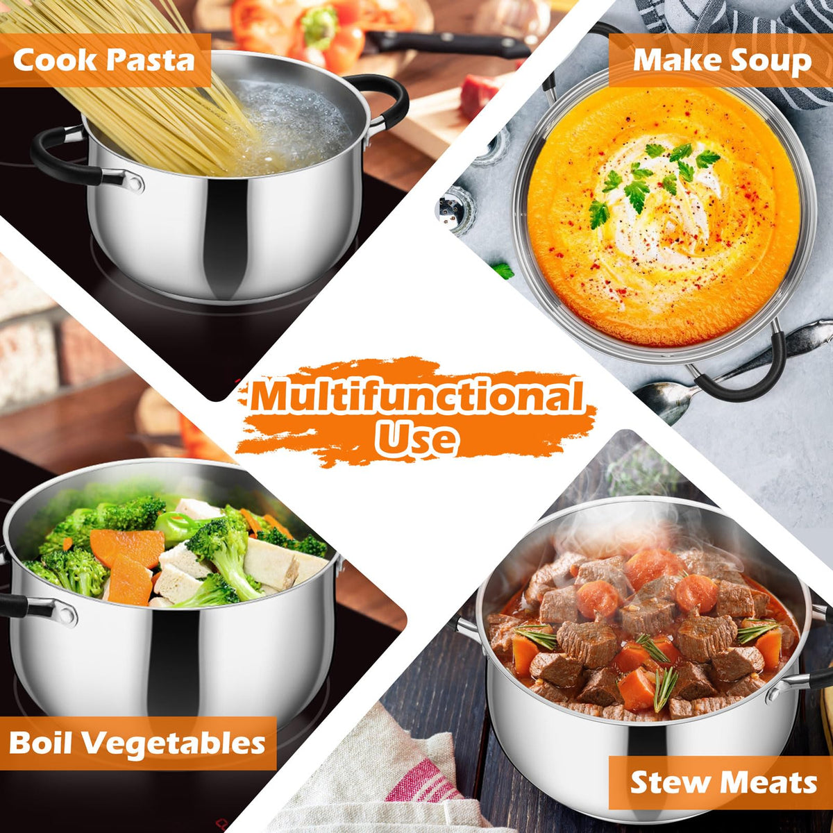 6 Quart Stainless Steel Stock Pot E498
