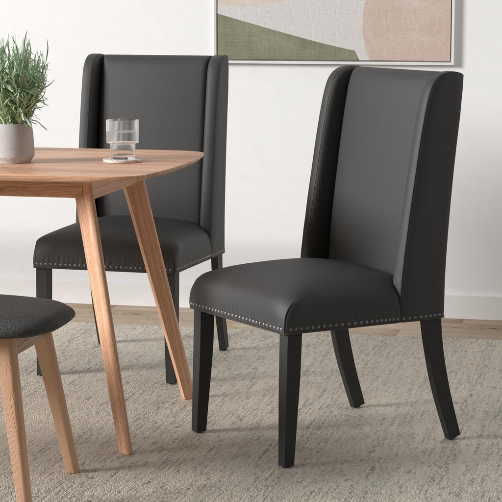 Black Faux Leather Upholstered Dining Chairs R8824