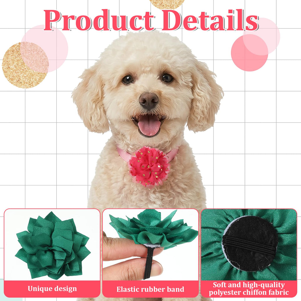 Multi Color Soft Chiffon Dog Collar Flower Bows Z7116