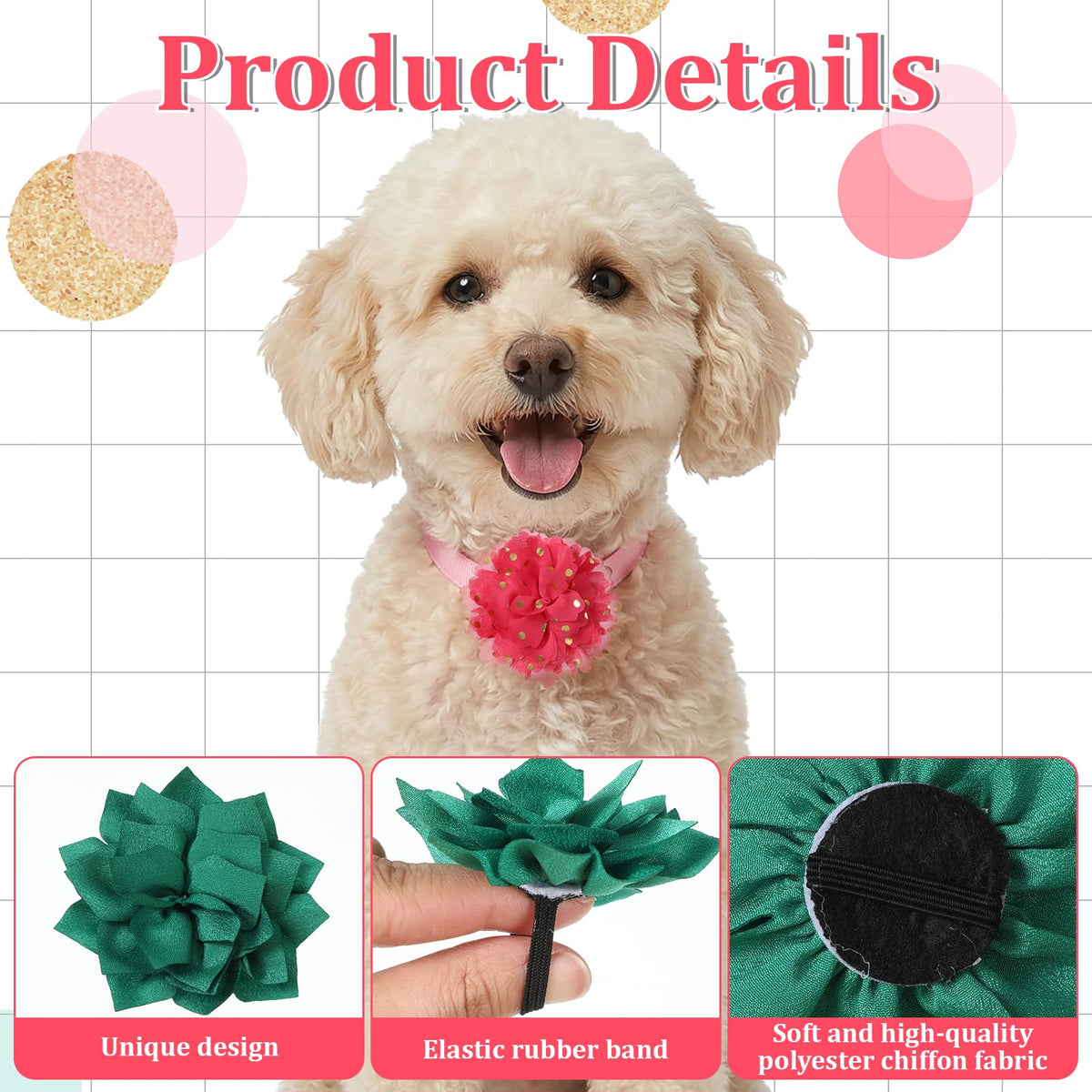 Multi Color Soft Chiffon Dog Collar Flower Bows Z7116