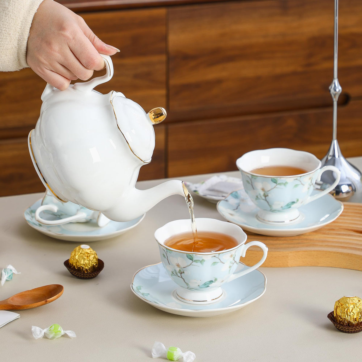 6oz Porcelain Tea Cup & Saucer Set of 6 L489152