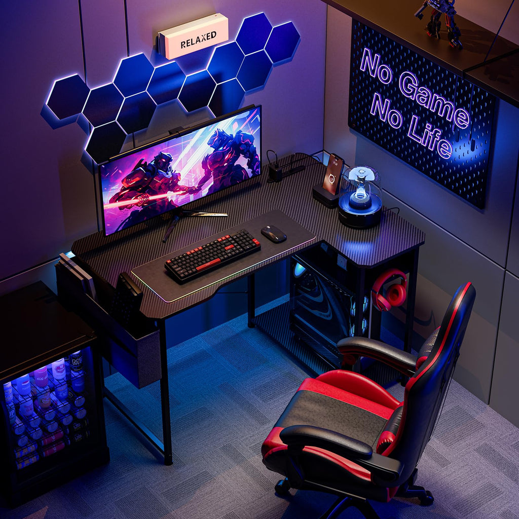 L Shaped Gaming Desk 40 Inch Black Carbon B32076