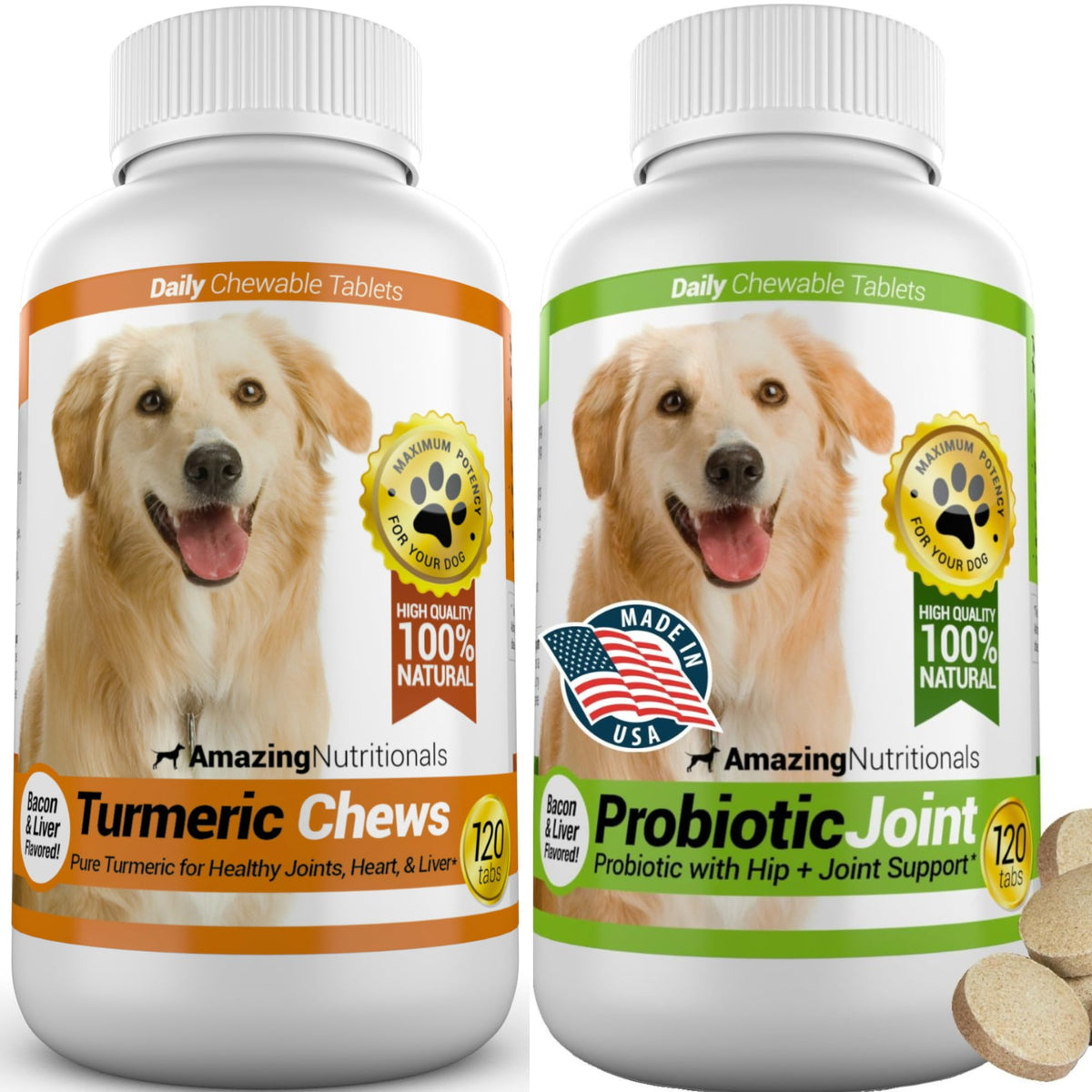 Turmeric Probiotics for Dogs Digestive Health Bundle V723