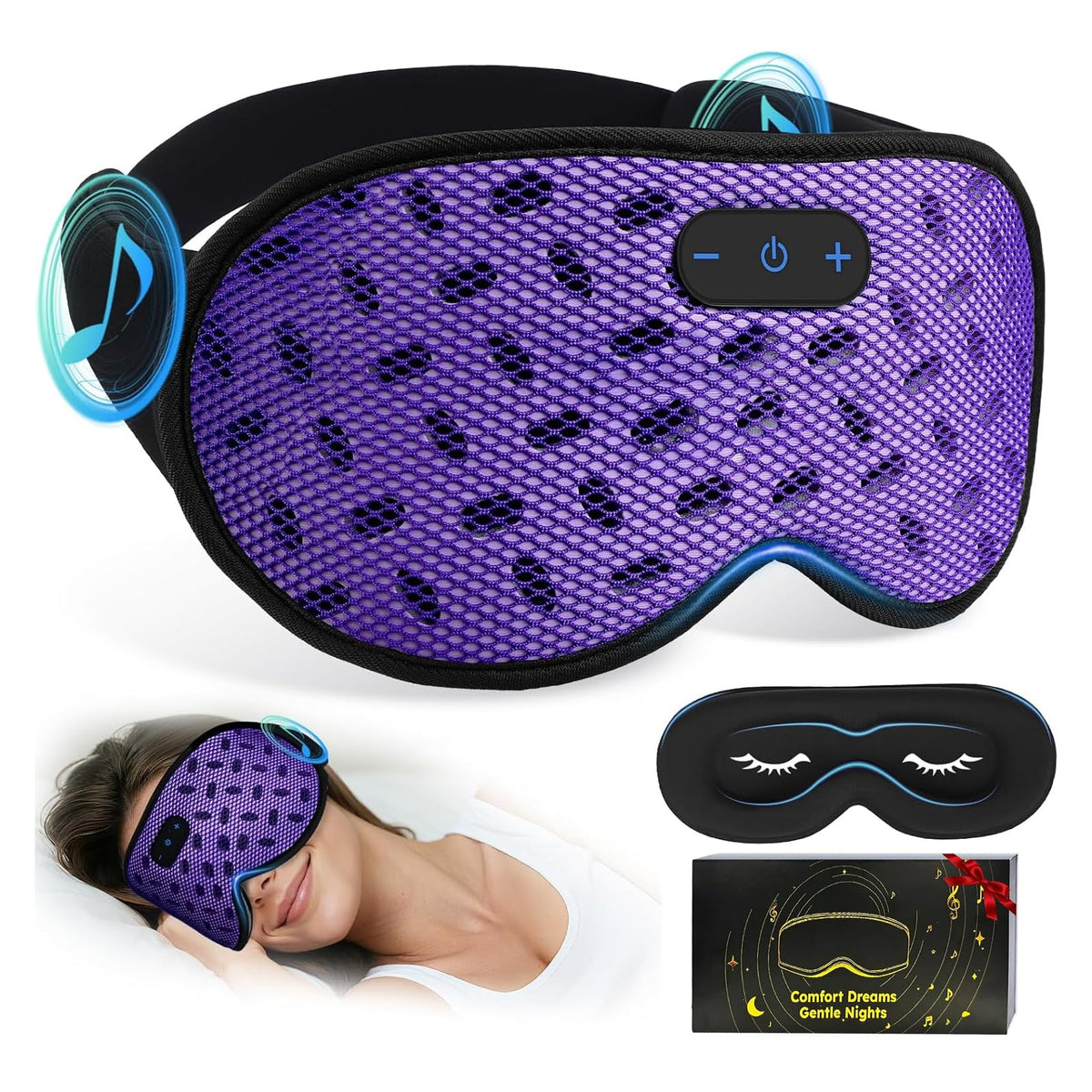 Bluetooth 3D Contoured Sleeping Eye Mask Q45346
