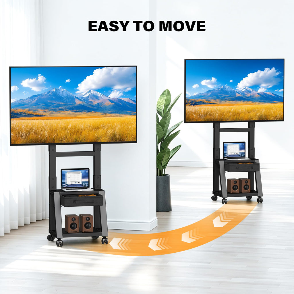 Heavy Duty TV Cart on Wheels with Drawer R964