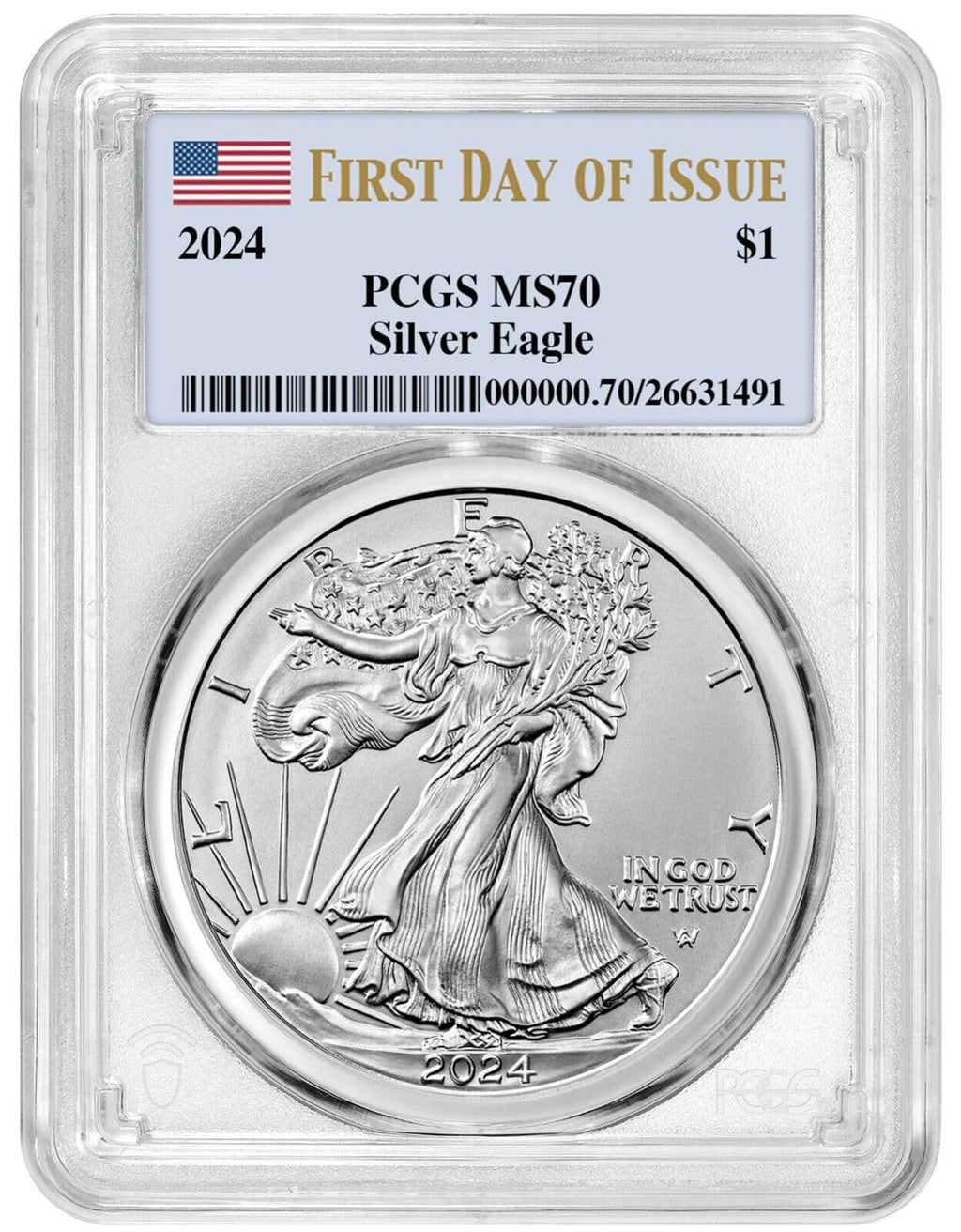 2024 $1 American Silver Eagle PCGS MS70 First Day of Issue I862