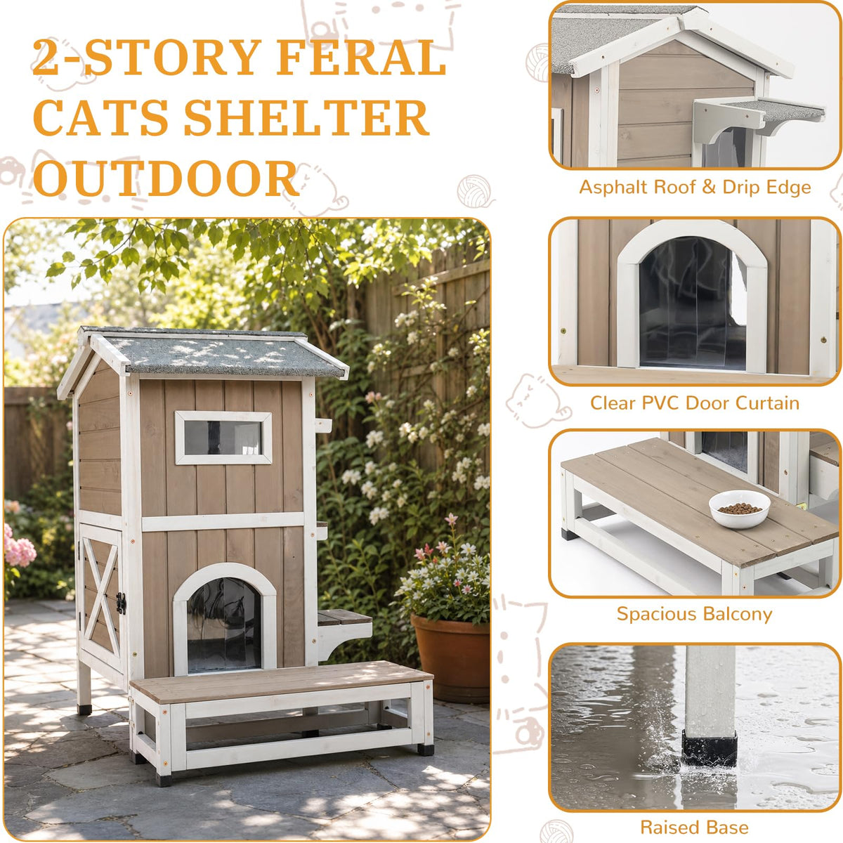 Weatherproof Wooden Outdoor Cat House I953