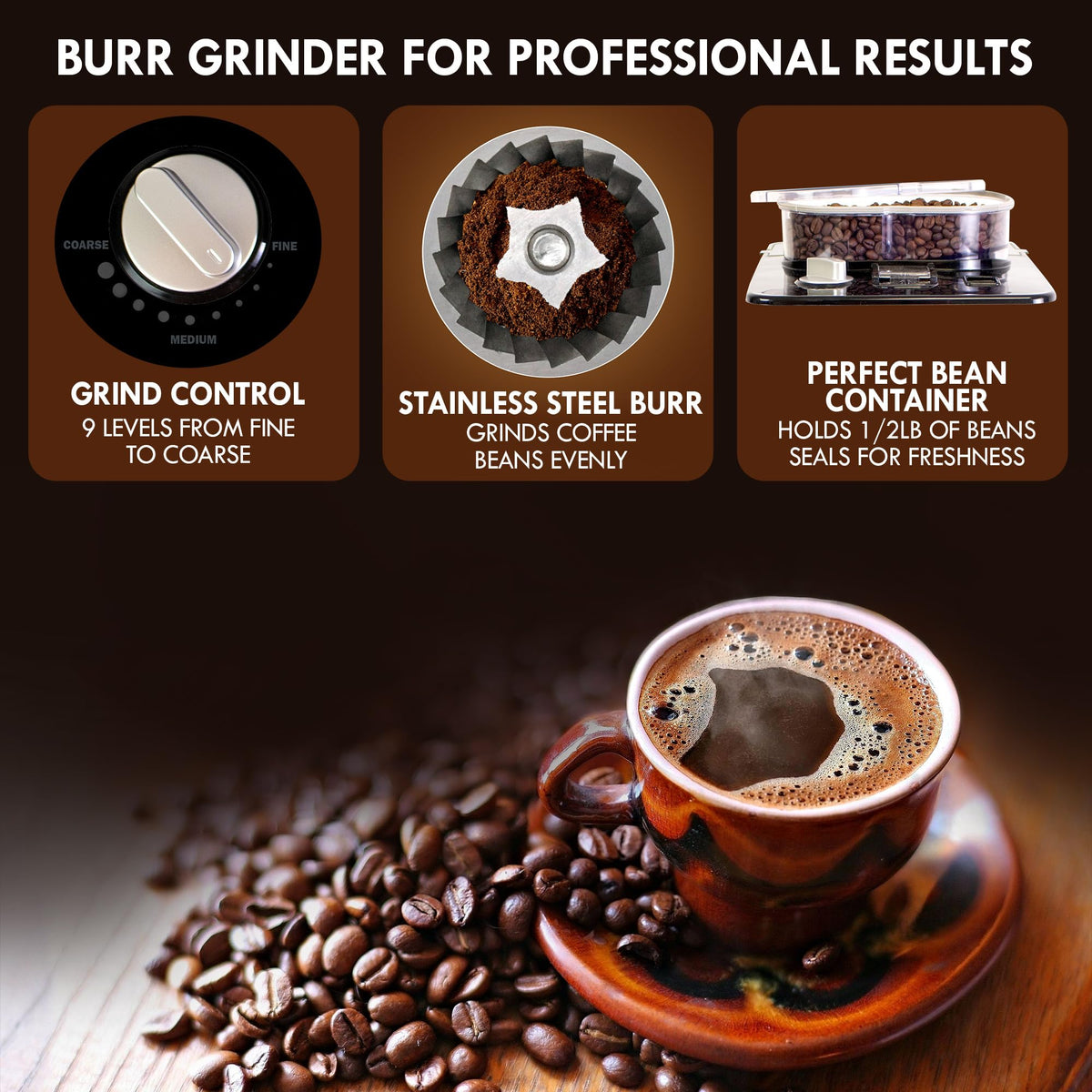 Grind and Brew 12 Cup Programmable Coffee Maker with Burr Grinder J25389