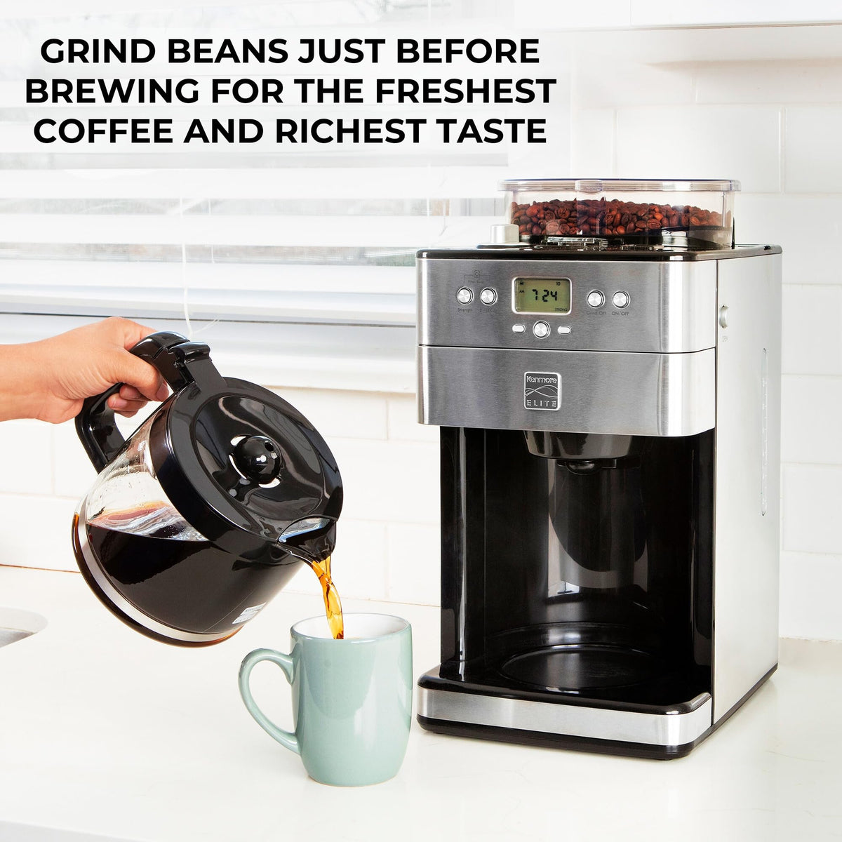 Grind and Brew 12 Cup Programmable Coffee Maker with Burr Grinder J25389