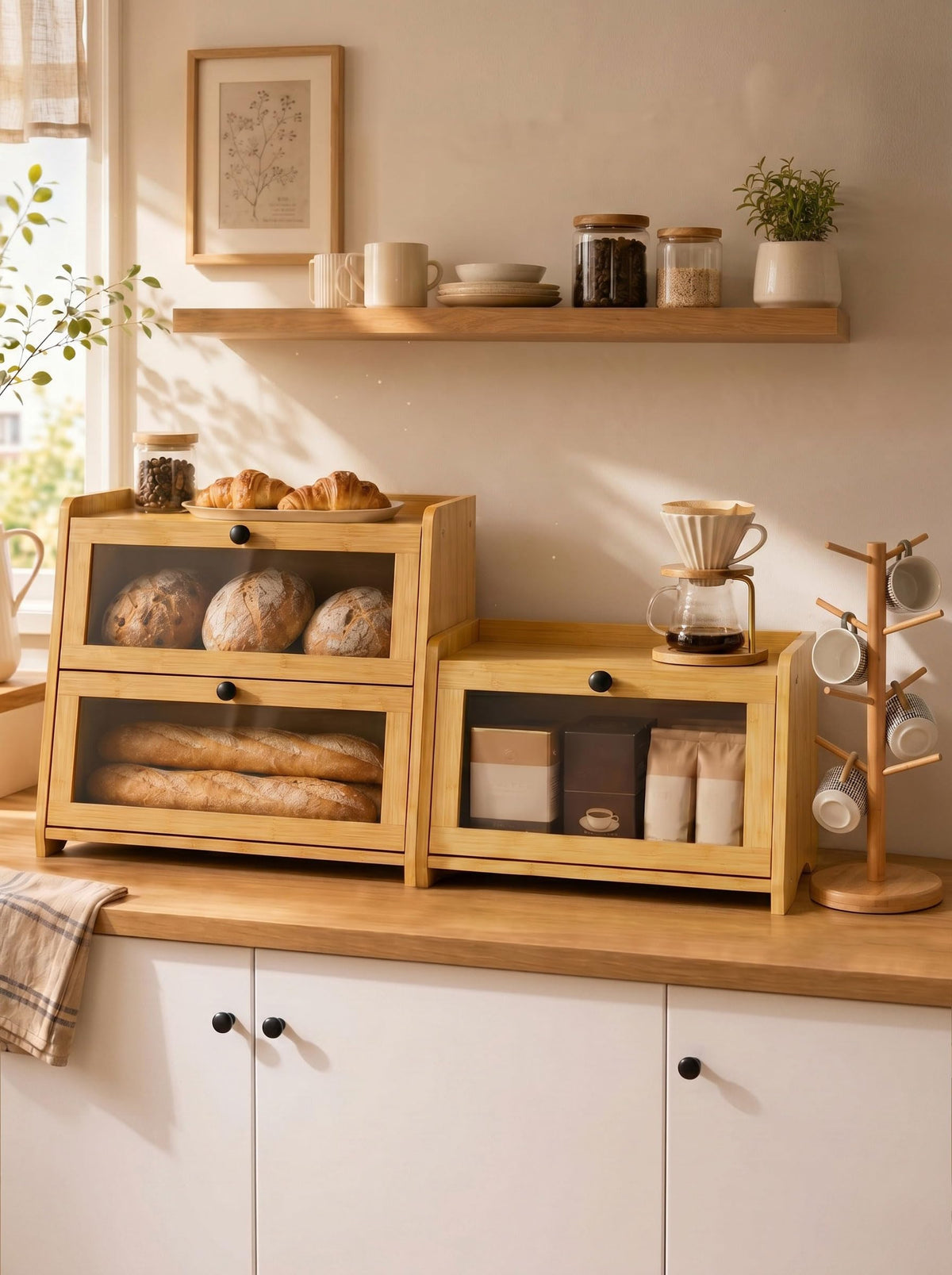 Bread Box with Top Shelf, 1 Tier T323