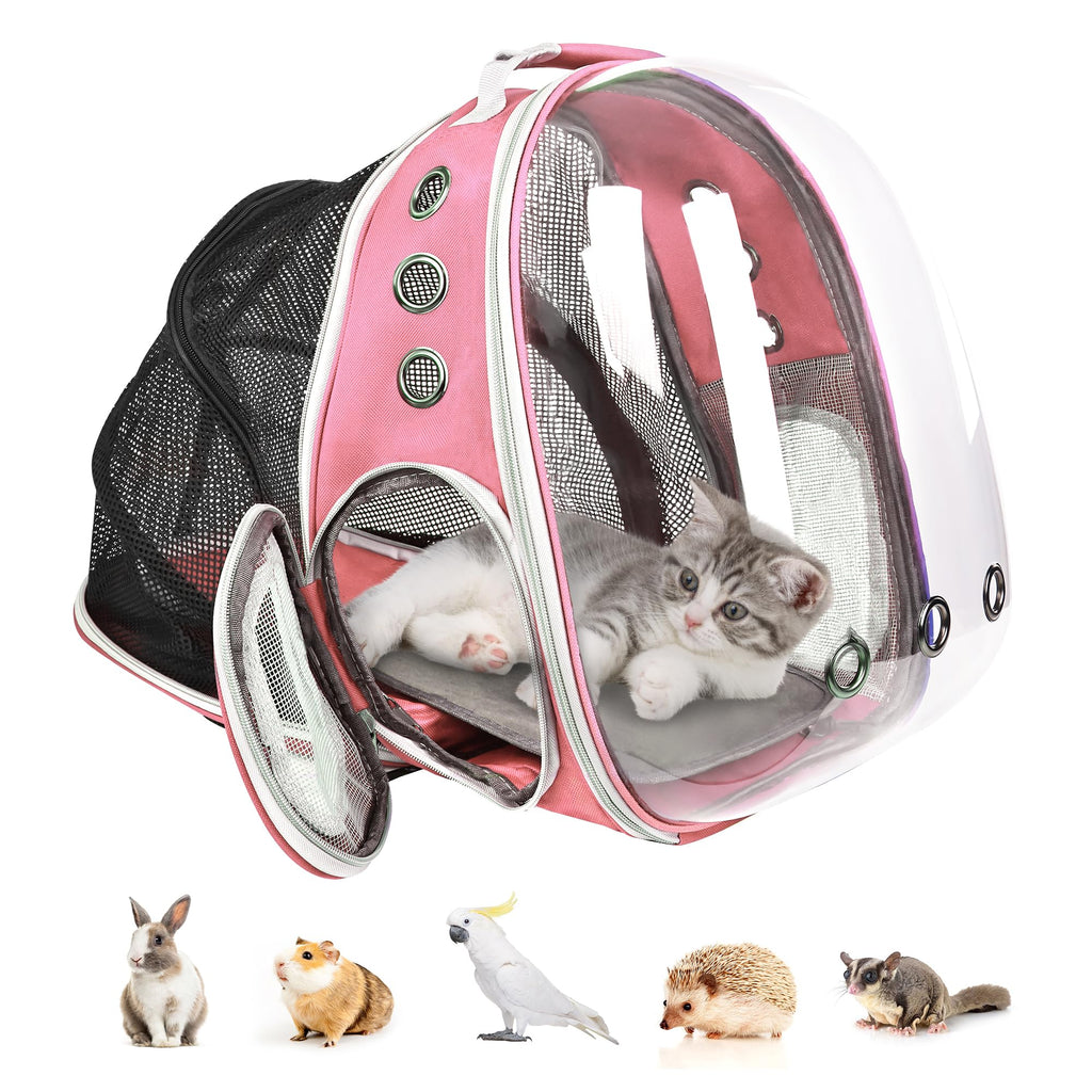 Expandable Pet Backpack Carrier for Under 15 lbs (Pink) B748505