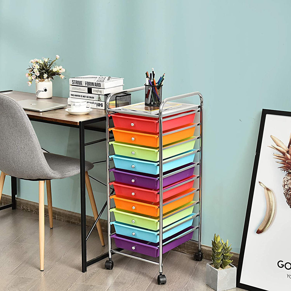 10 Drawer Rolling Storage Organizer Cart V68723