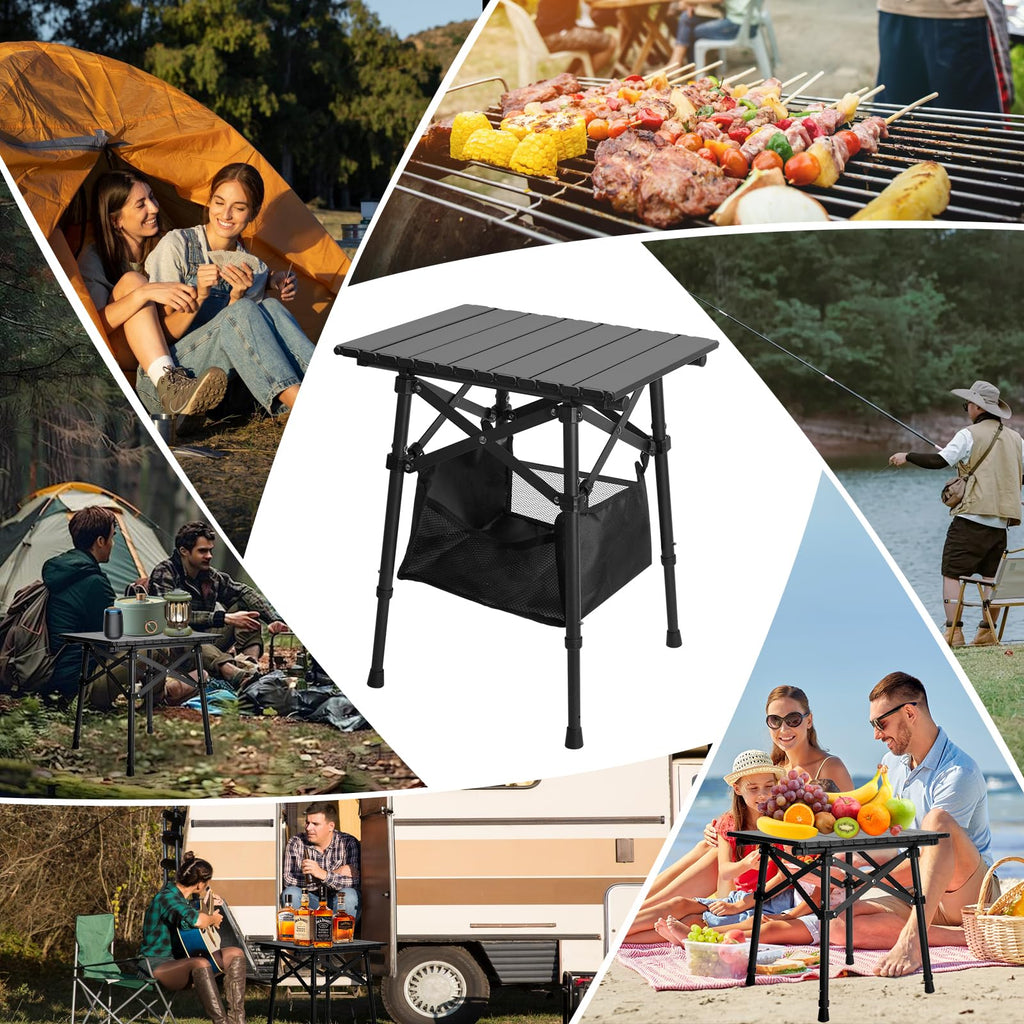 Folding Camping Side Table, Adjustable Height C90178