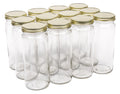 16 Ounce Glass Wide Mouth Canning Jars with Gold Metal Lids, Case of 12 A886