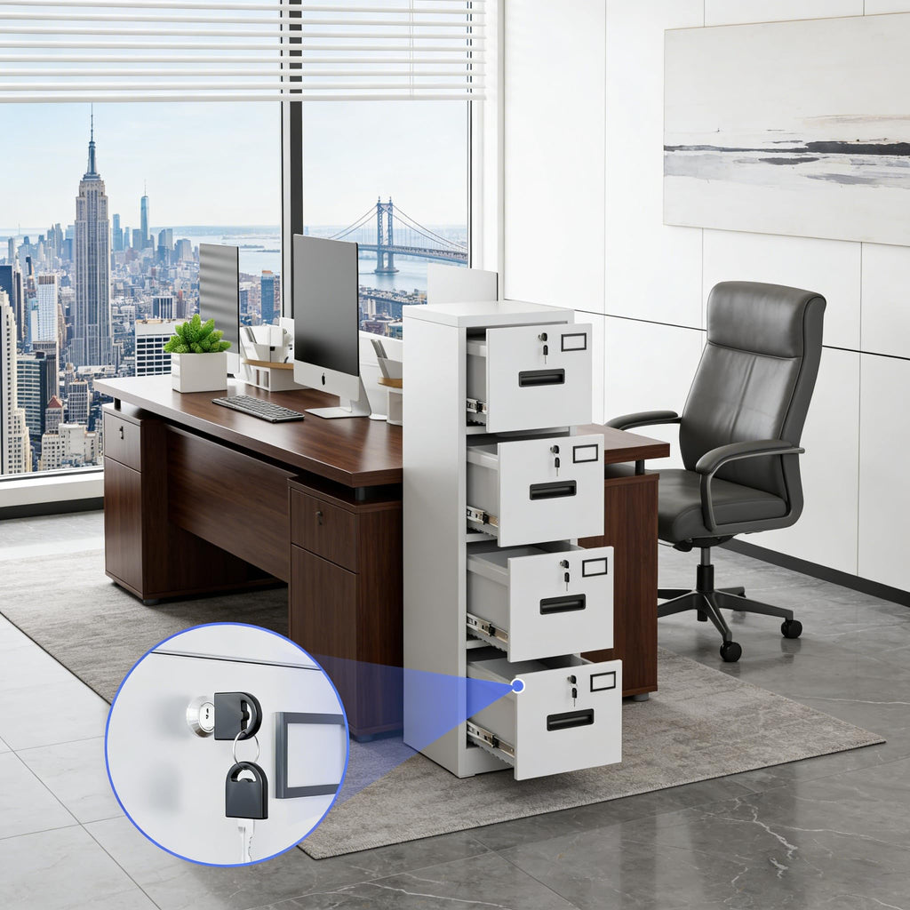 4 Drawer White Metal File Cabinet M800