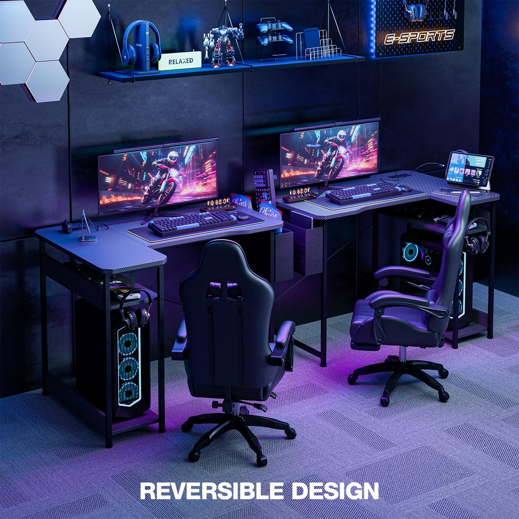 L Shaped Gaming Desk 40 Inch Black Carbon B32076