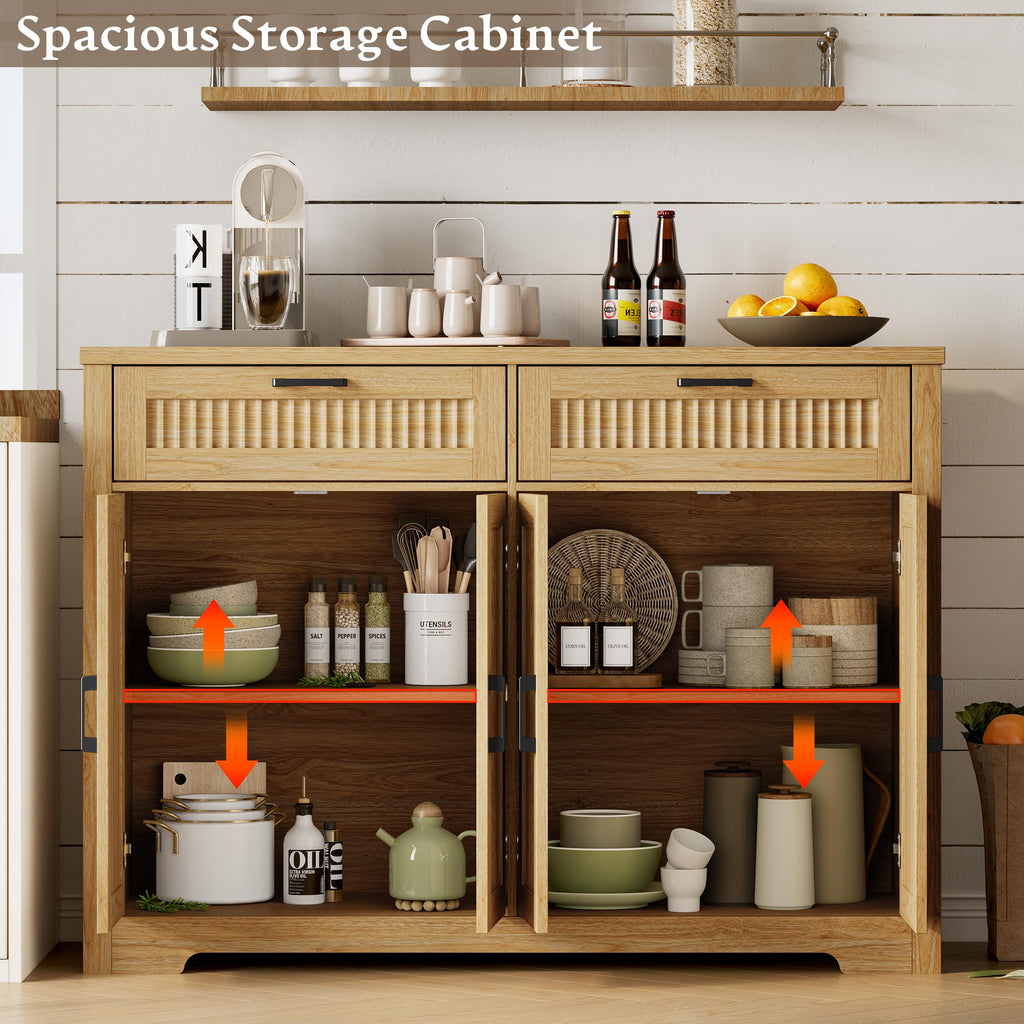 Fluted Buffet Sideboard Cabinet with Drawers L350470