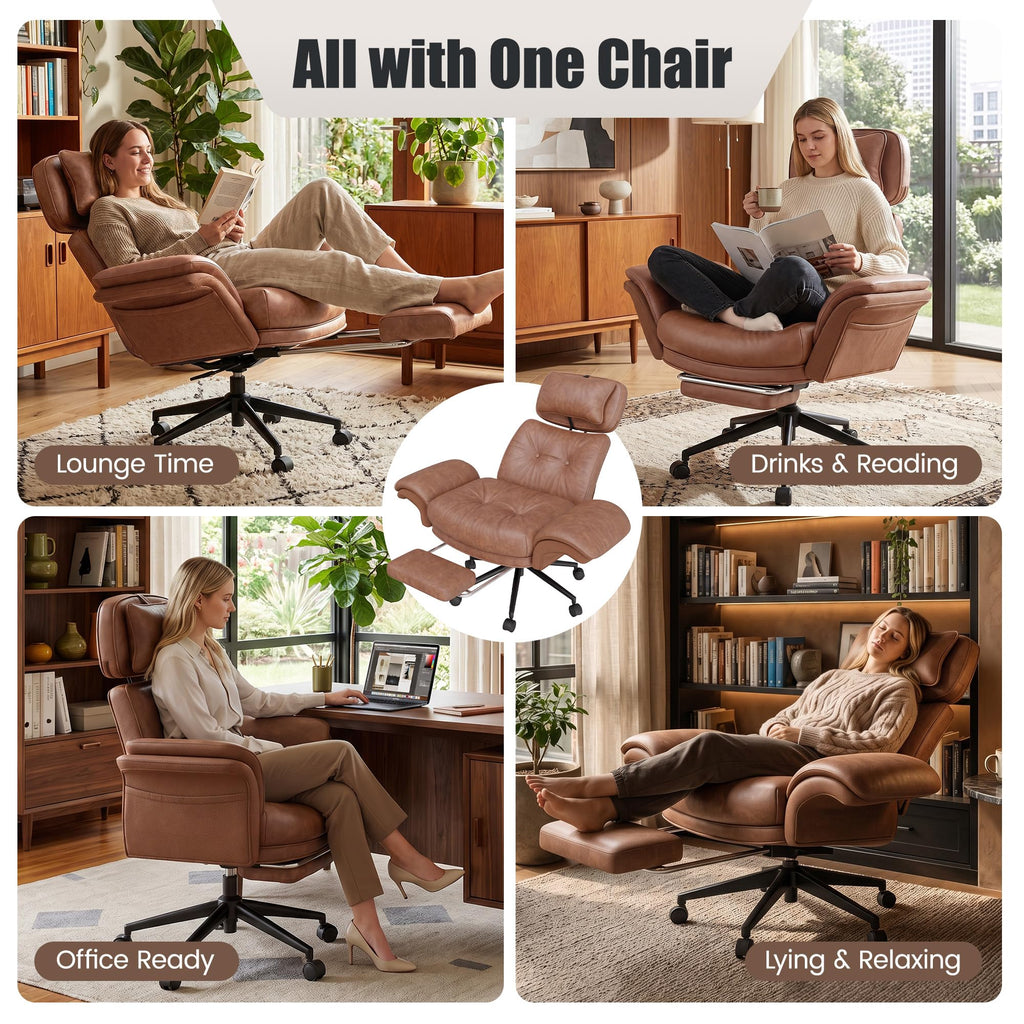 Brown Criss Cross Office Chair with Flip-Up Armrests and Headrest W89583