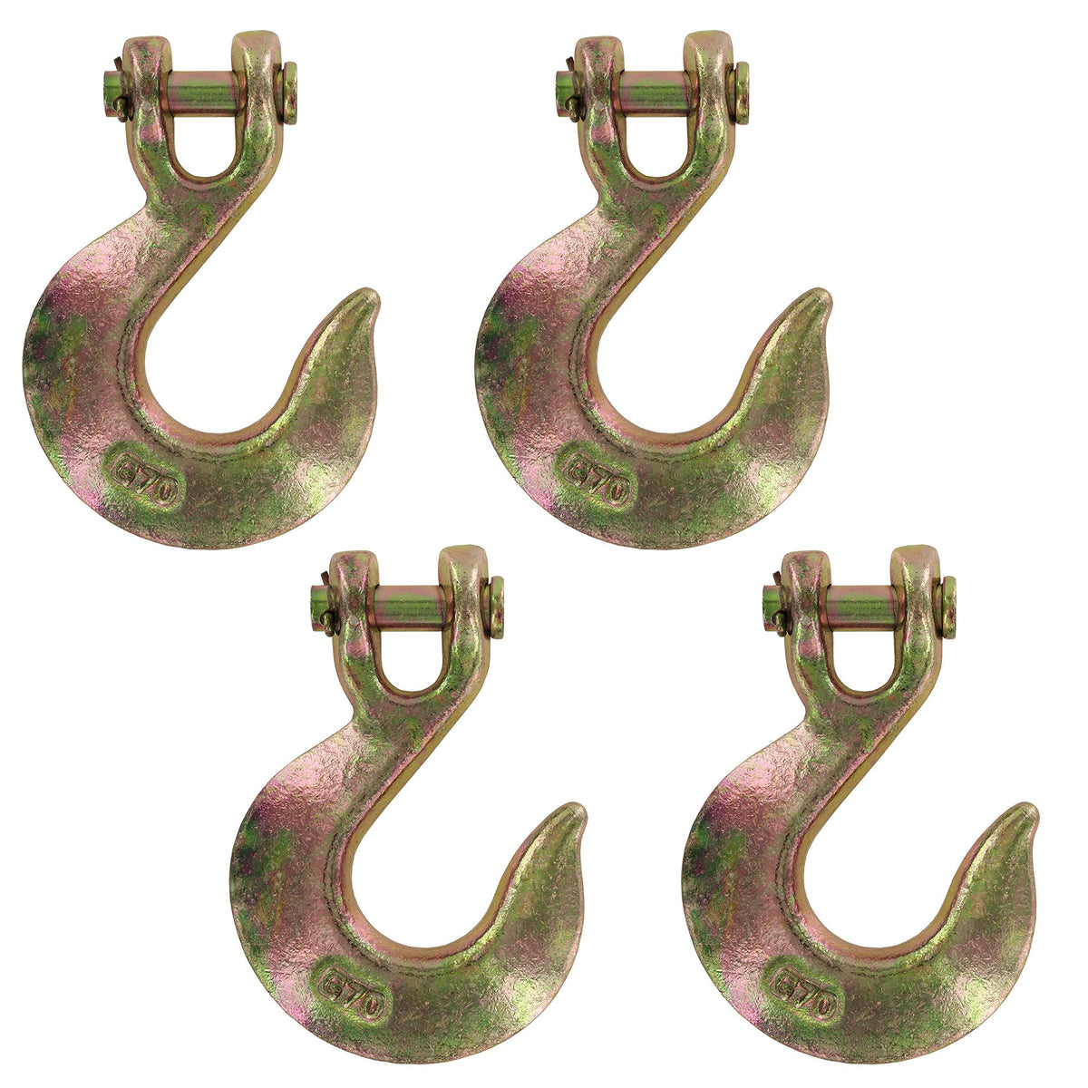3/8 Inch Clevis Slip Hooks 4-Pack Grade 70 Yellow Zinc Chromate F6796