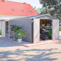 10x14 FT Waterproof Metal Storage Shed with 3 Lockable Doors D741