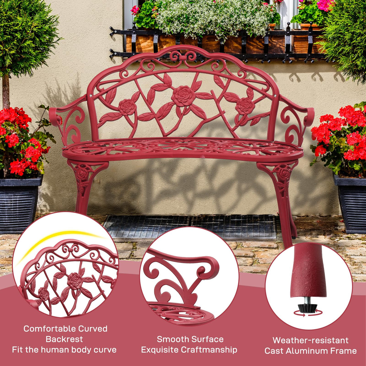 38.5" Cast Iron Aluminum Patio Bench T134
