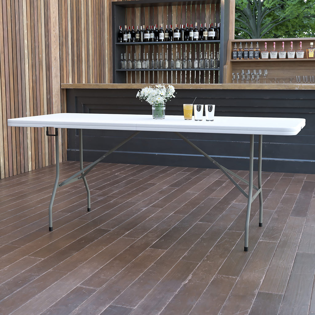 6-Foot Bi-Fold Granite White Plastic Folding Table L1879