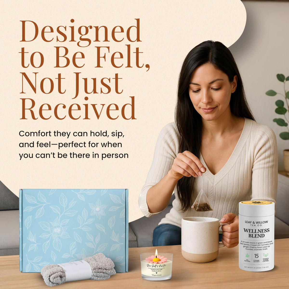 Ceramic Mug Socks Candle Tea Gift Set J2508