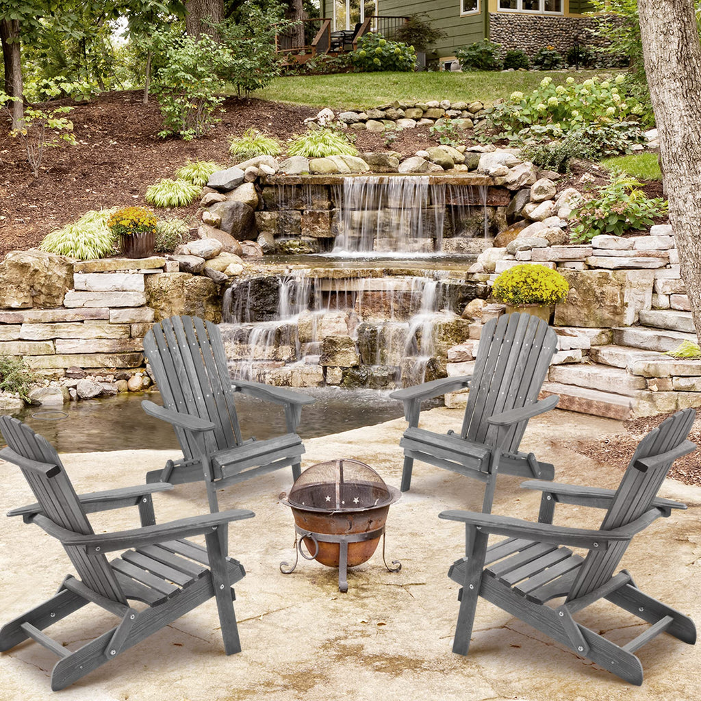Solid Cedar Wood Adirondack Chairs Set of 2 B22519