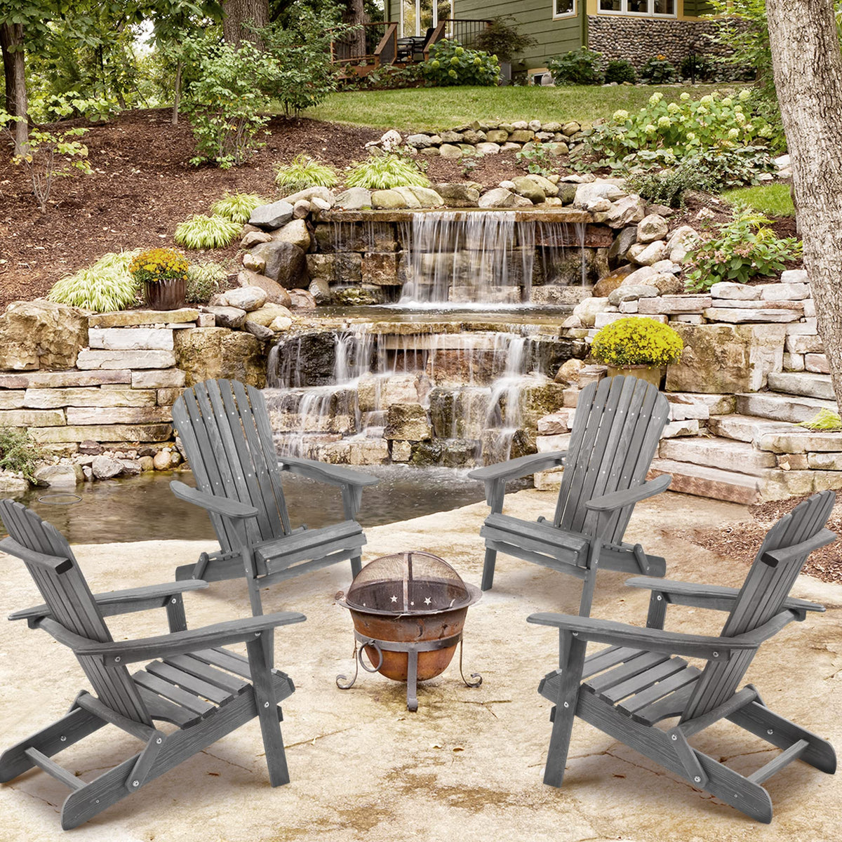 Solid Cedar Wood Adirondack Chairs Set of 2 B22519