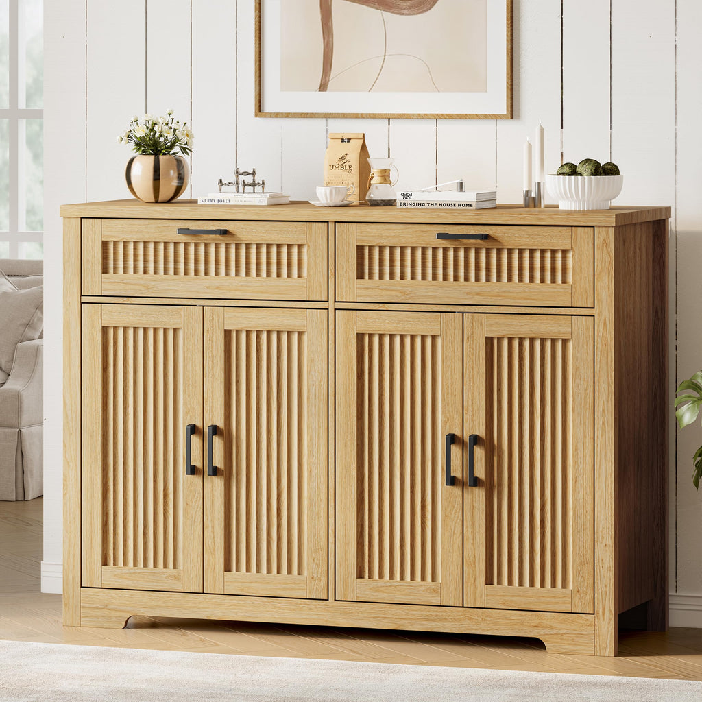 Fluted Buffet Sideboard Cabinet with Drawers L350470