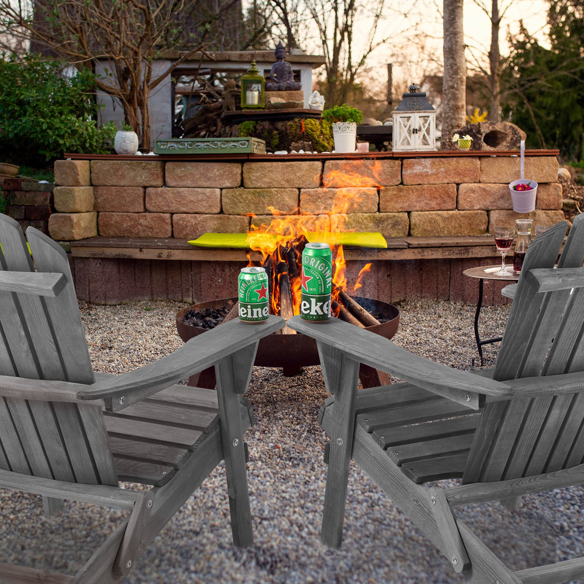 Solid Cedar Wood Adirondack Chairs Set of 2 B22519